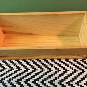 Unfinished Pine Wood Craft Box Storage Organizer Tray Rustic Farmhouse Decor‎